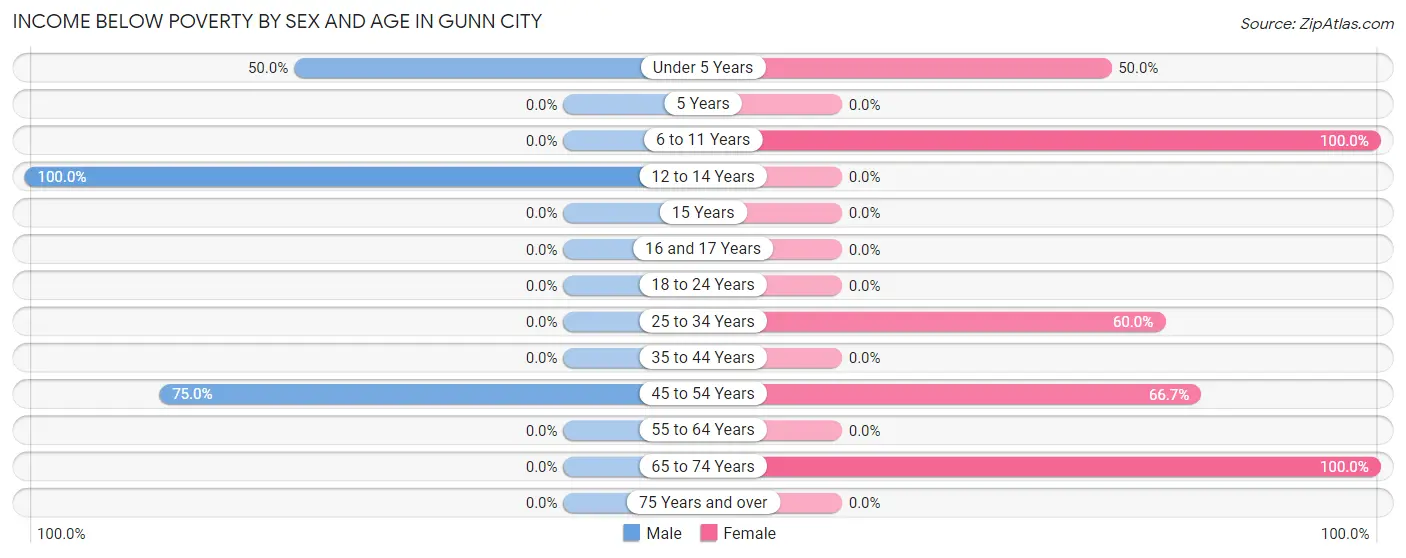 Income Below Poverty by Sex and Age in Gunn City