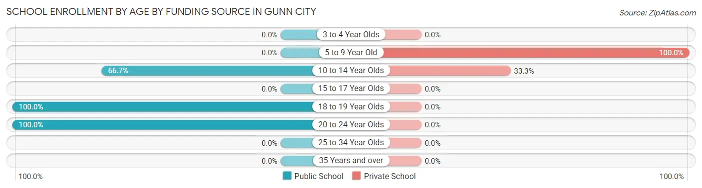 School Enrollment by Age by Funding Source in Gunn City