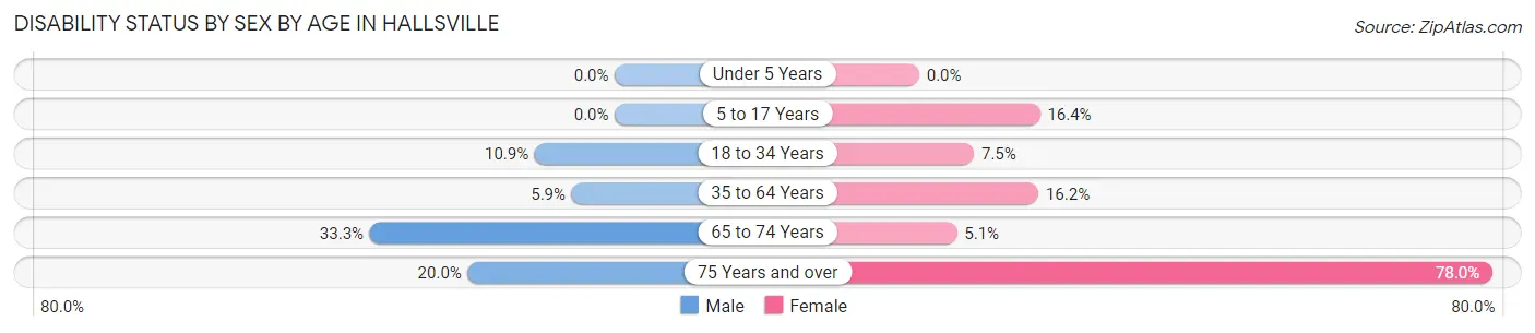 Disability Status by Sex by Age in Hallsville