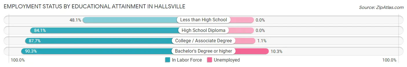 Employment Status by Educational Attainment in Hallsville