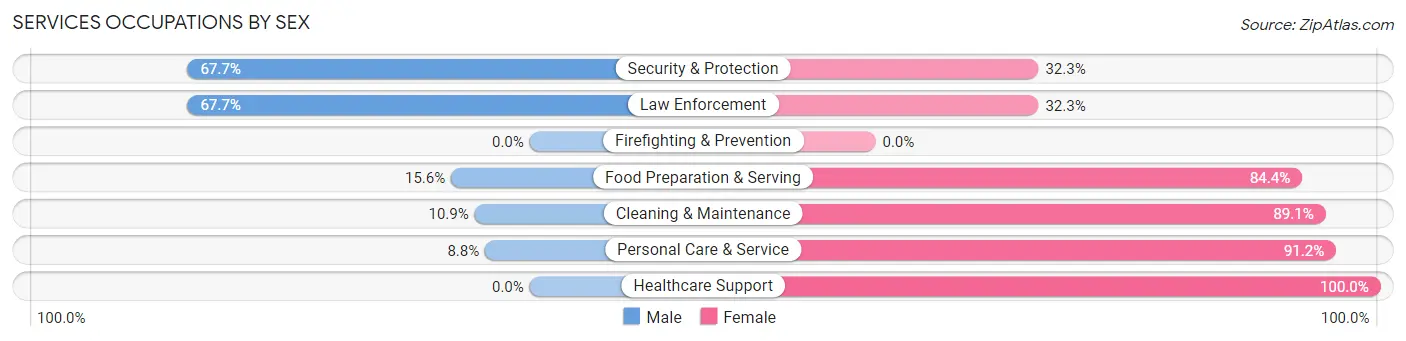 Services Occupations by Sex in Hayti