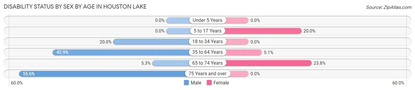 Disability Status by Sex by Age in Houston Lake