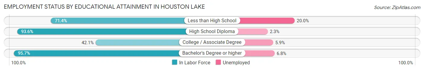 Employment Status by Educational Attainment in Houston Lake