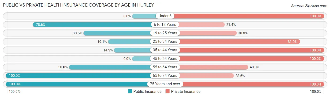 Public vs Private Health Insurance Coverage by Age in Hurley