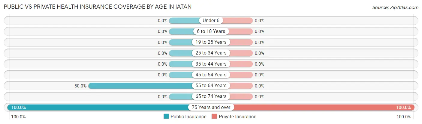 Public vs Private Health Insurance Coverage by Age in Iatan