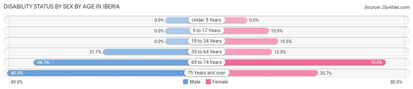 Disability Status by Sex by Age in Iberia