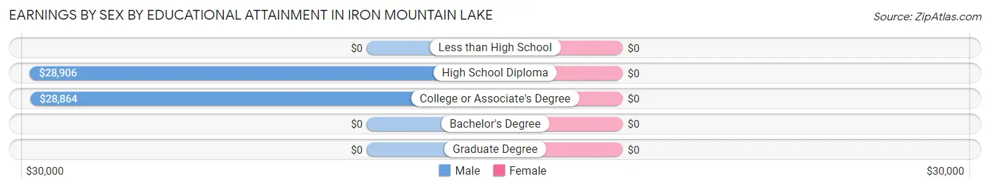Earnings by Sex by Educational Attainment in Iron Mountain Lake