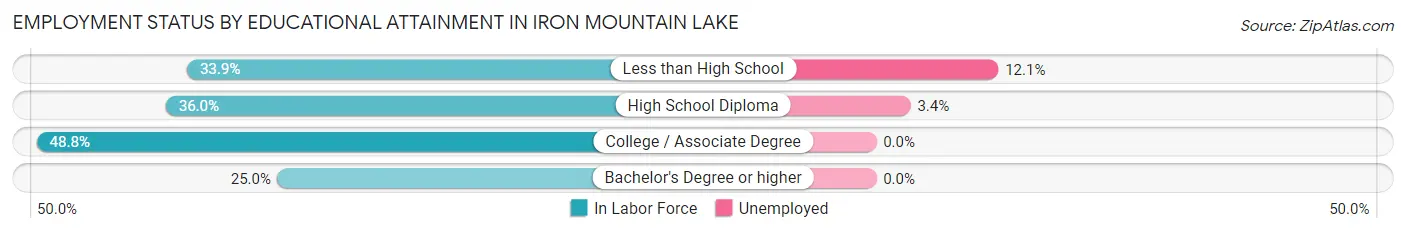 Employment Status by Educational Attainment in Iron Mountain Lake