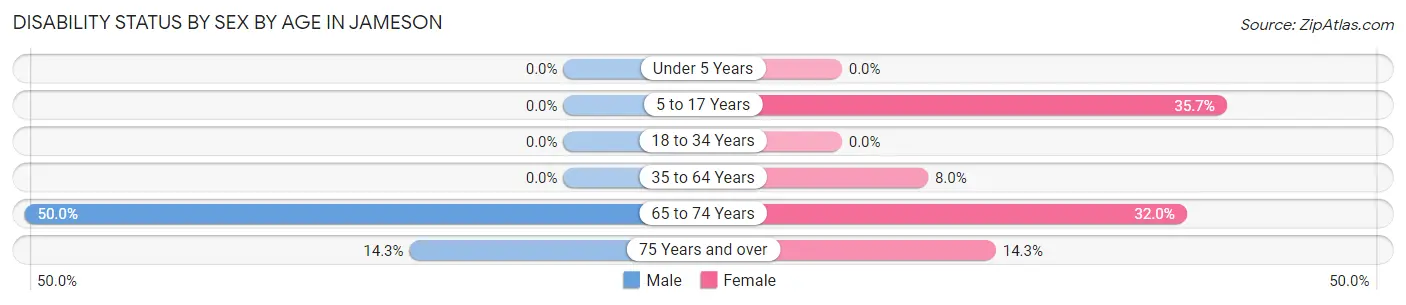 Disability Status by Sex by Age in Jameson