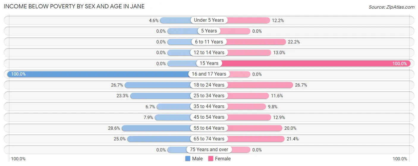 Income Below Poverty by Sex and Age in Jane