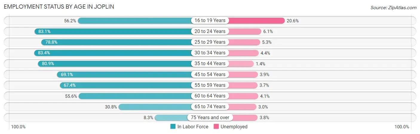 Employment Status by Age in Joplin