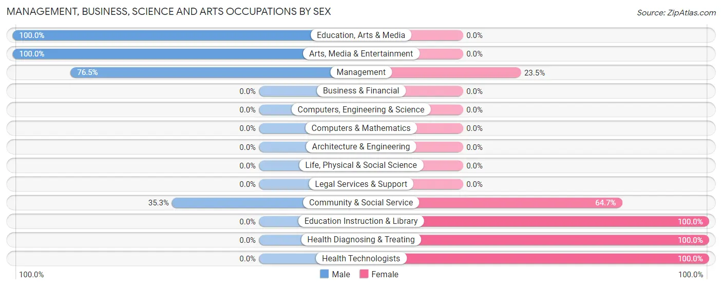 Management, Business, Science and Arts Occupations by Sex in La Belle