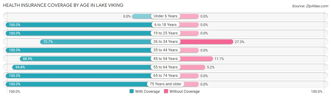 Health Insurance Coverage by Age in Lake Viking