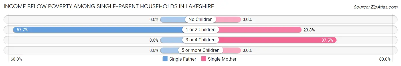 Income Below Poverty Among Single-Parent Households in Lakeshire