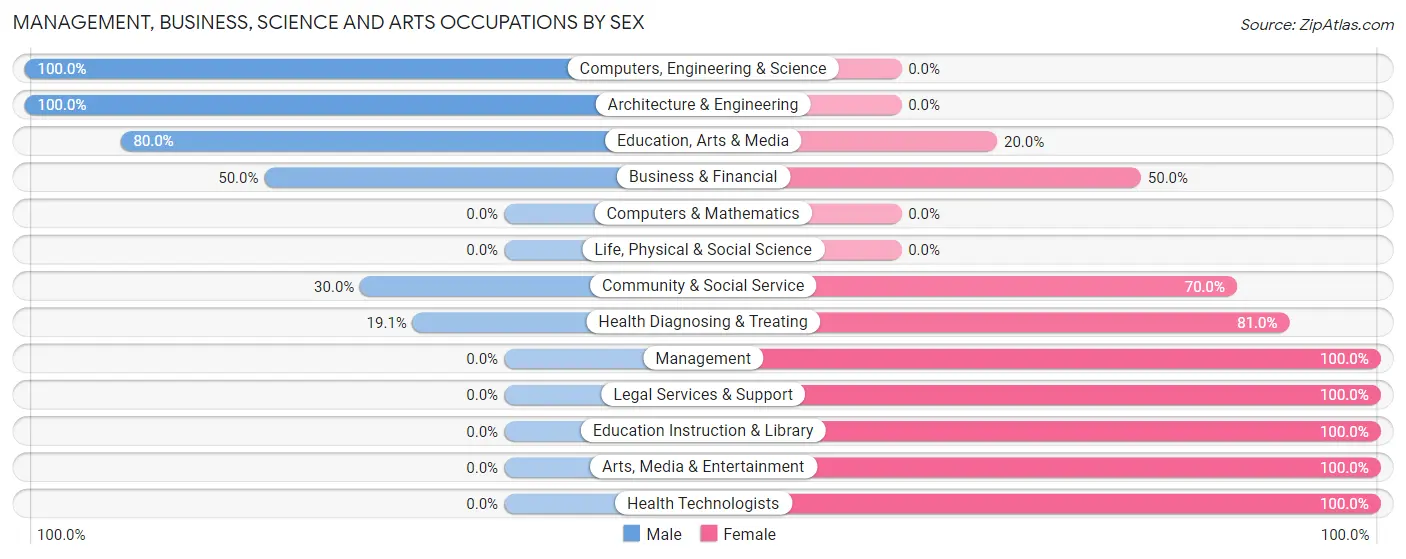 Management, Business, Science and Arts Occupations by Sex in Leadington