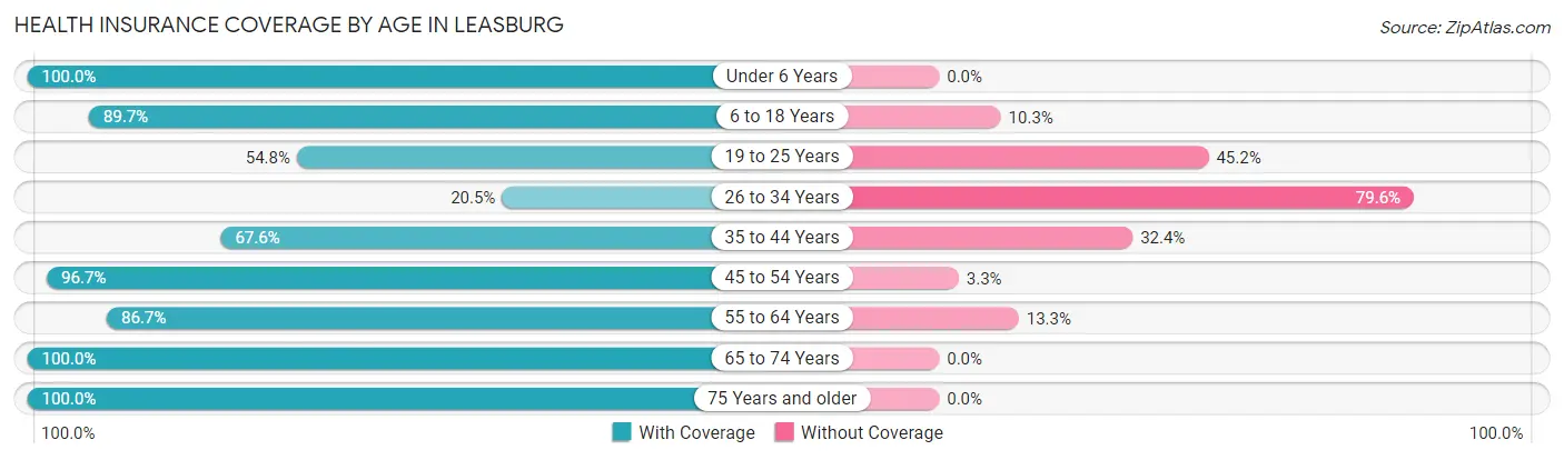 Health Insurance Coverage by Age in Leasburg
