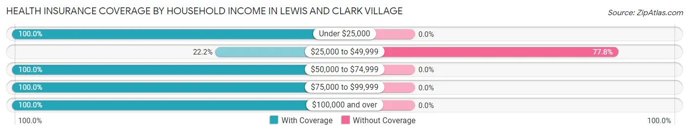Health Insurance Coverage by Household Income in Lewis and Clark Village
