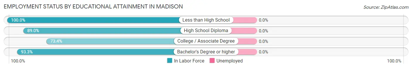 Employment Status by Educational Attainment in Madison