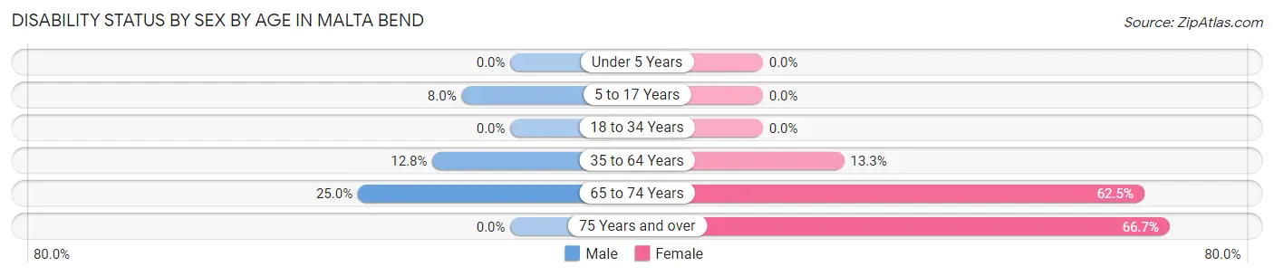 Disability Status by Sex by Age in Malta Bend