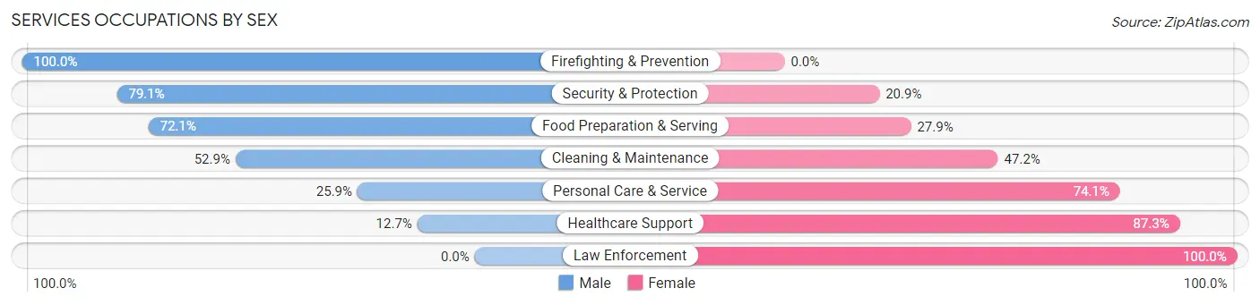 Services Occupations by Sex in Maplewood