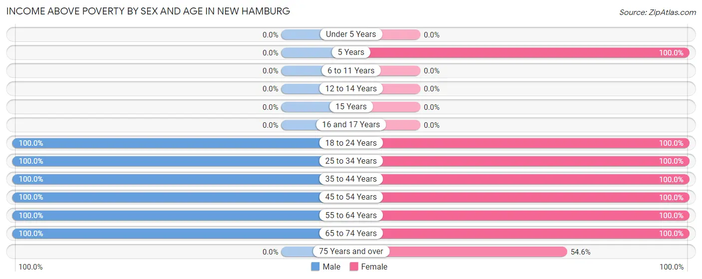 Income Above Poverty by Sex and Age in New Hamburg