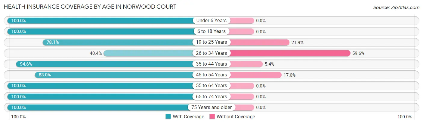 Health Insurance Coverage by Age in Norwood Court