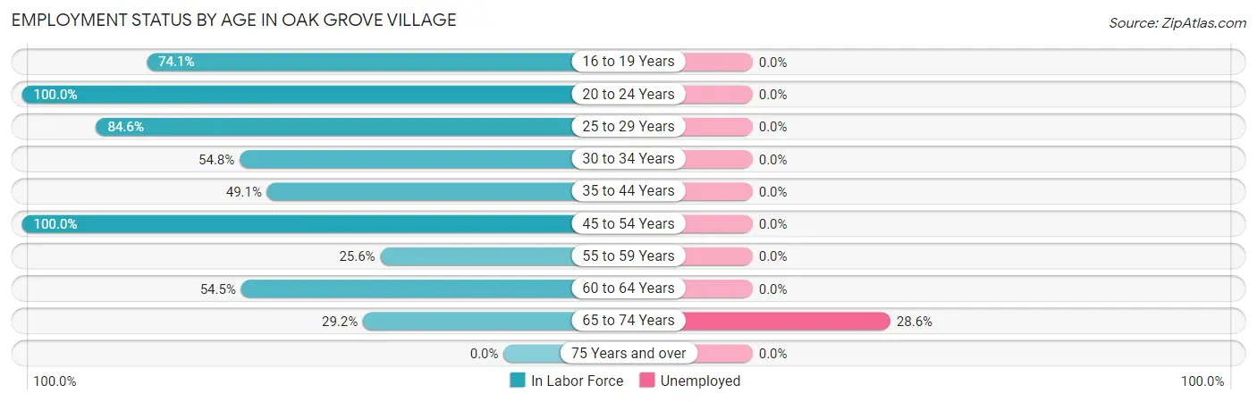 Employment Status by Age in Oak Grove Village