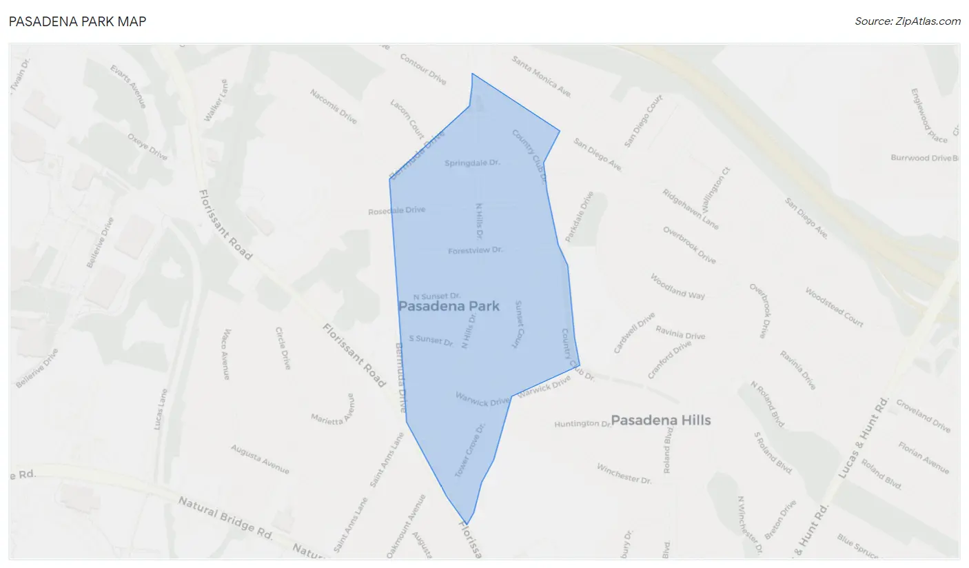 Pasadena Park Map