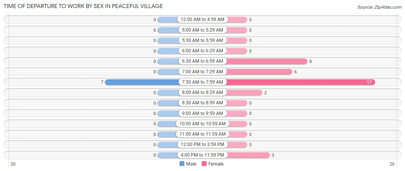 Time of Departure to Work by Sex in Peaceful Village