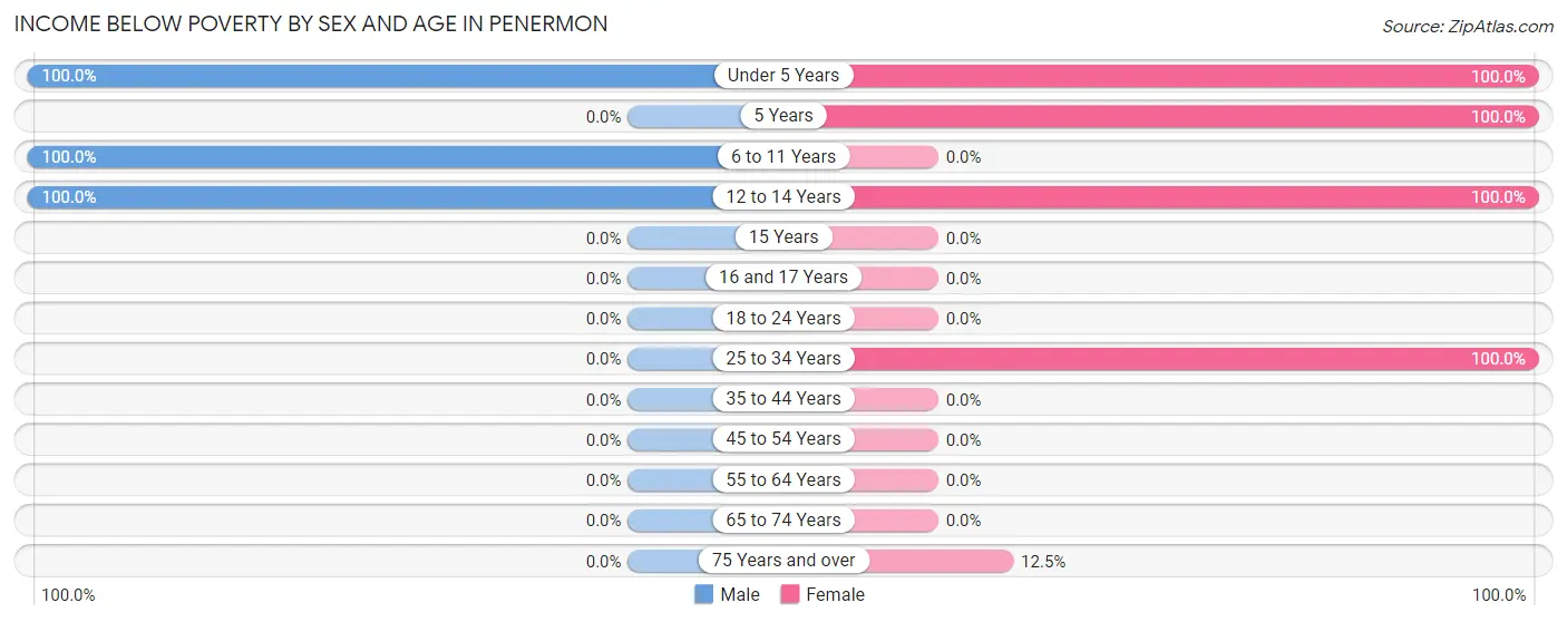 Income Below Poverty by Sex and Age in Penermon
