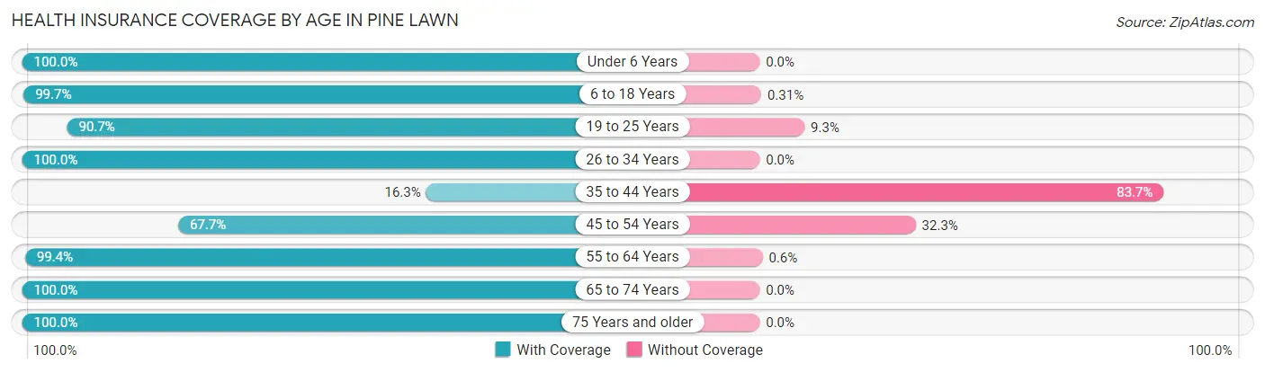 Health Insurance Coverage by Age in Pine Lawn