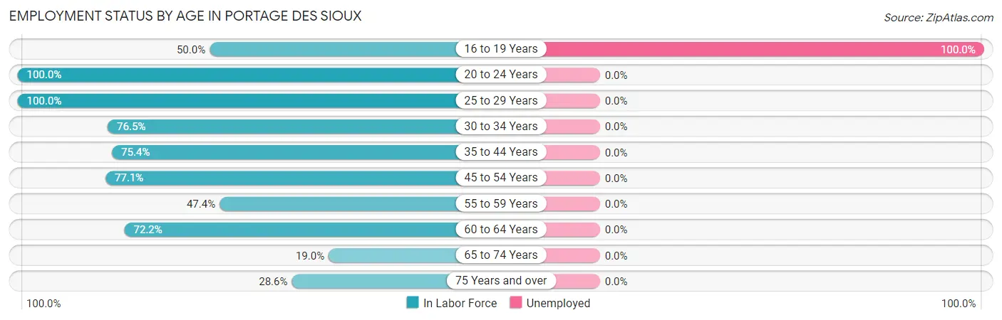 Employment Status by Age in Portage Des Sioux