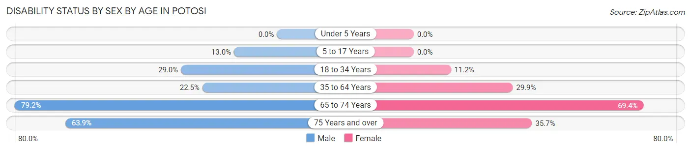 Disability Status by Sex by Age in Potosi