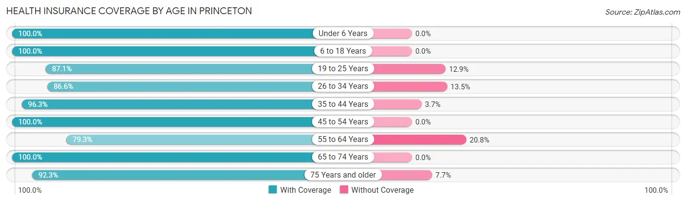 Health Insurance Coverage by Age in Princeton