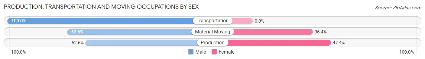 Production, Transportation and Moving Occupations by Sex in Princeton