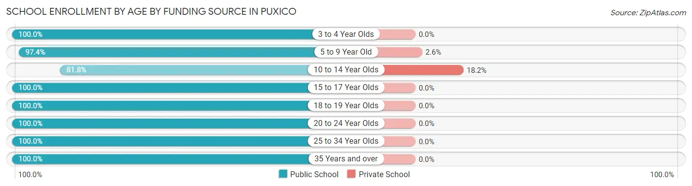 School Enrollment by Age by Funding Source in Puxico