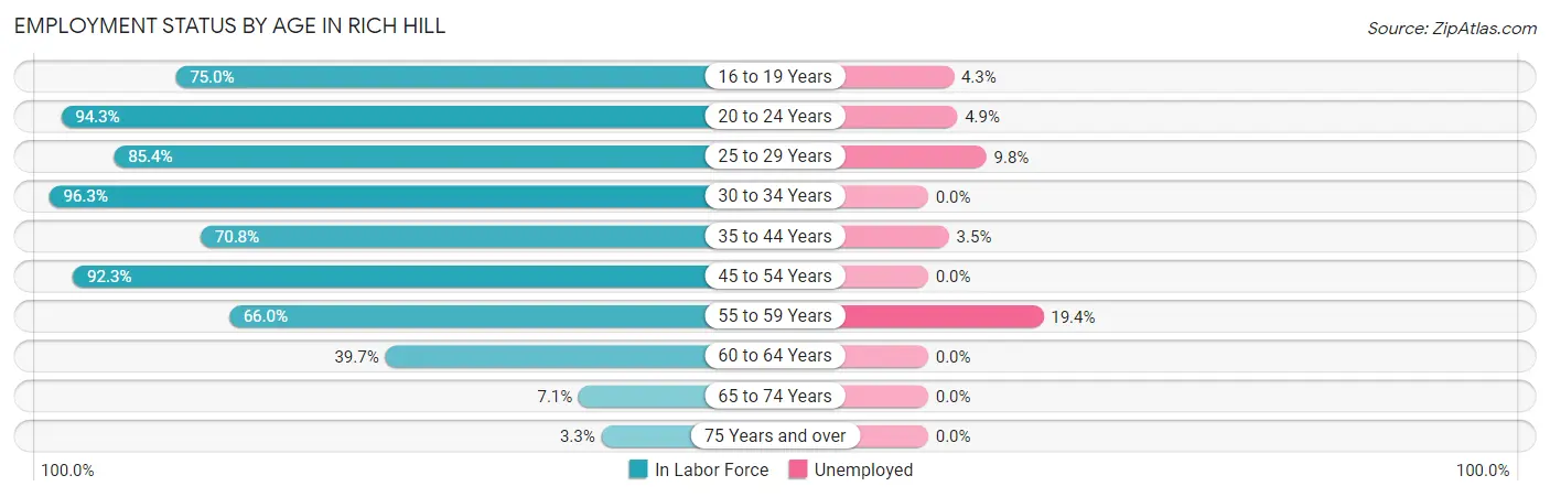 Employment Status by Age in Rich Hill