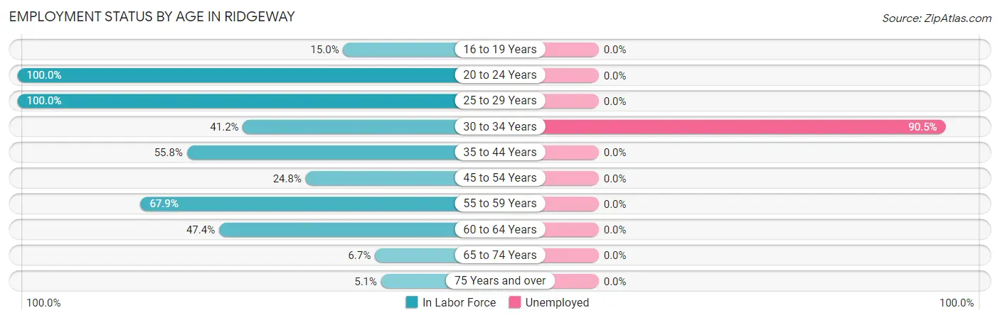 Employment Status by Age in Ridgeway