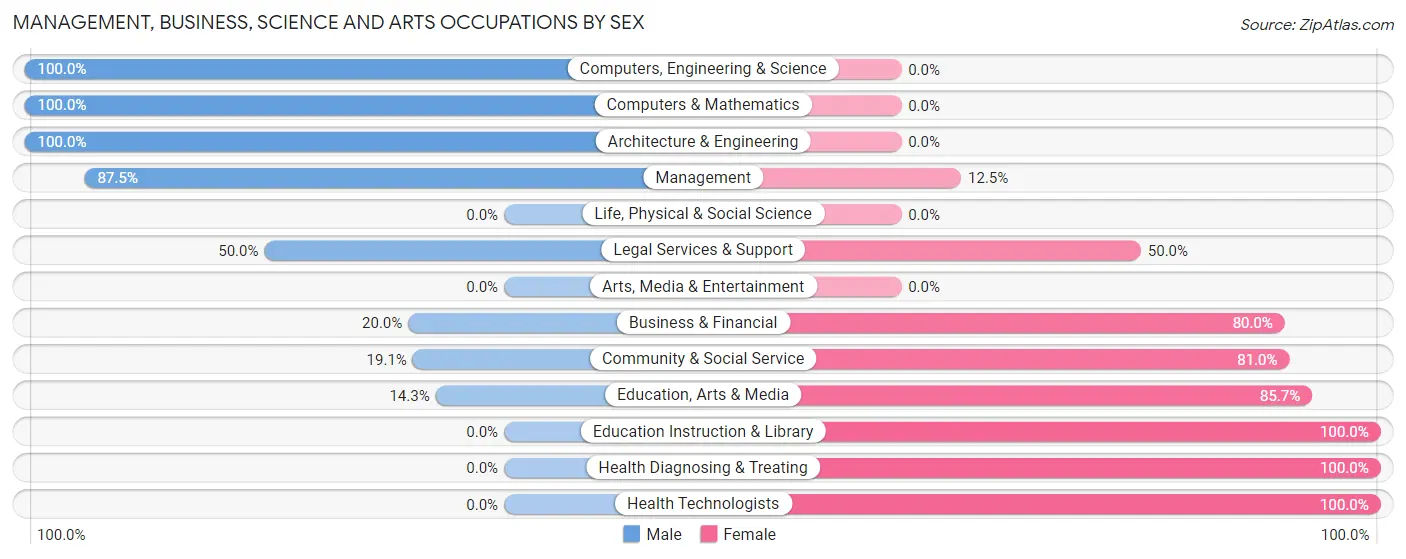 Management, Business, Science and Arts Occupations by Sex in Rocheport
