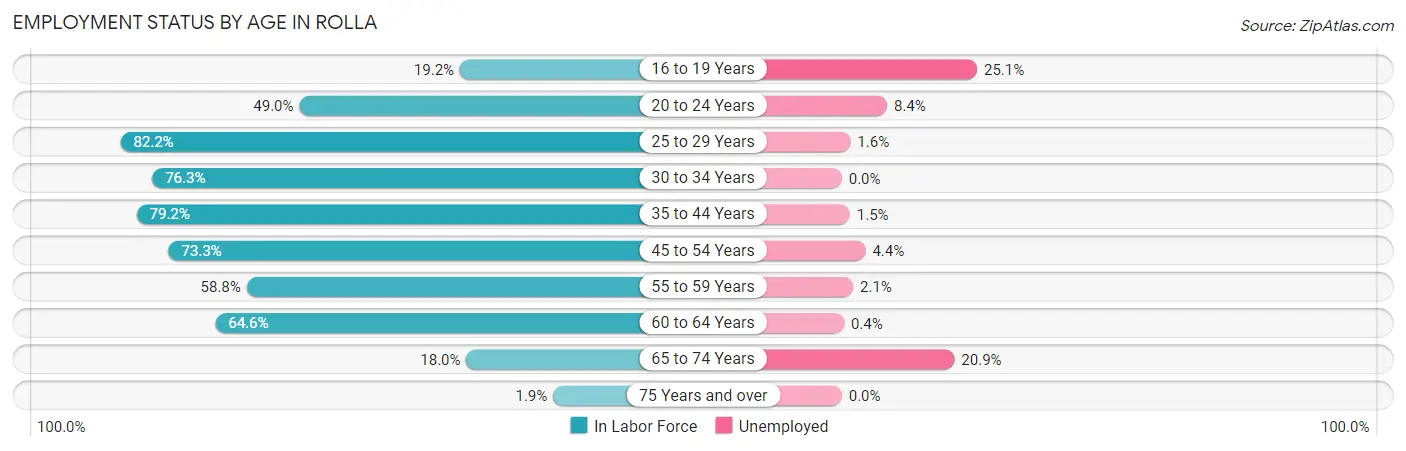 Employment Status by Age in Rolla