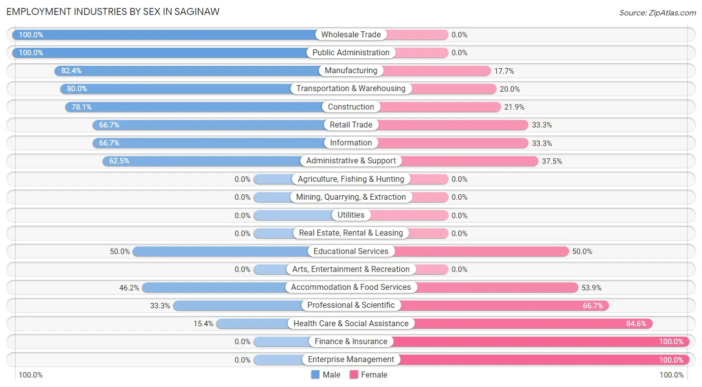 Employment Industries by Sex in Saginaw