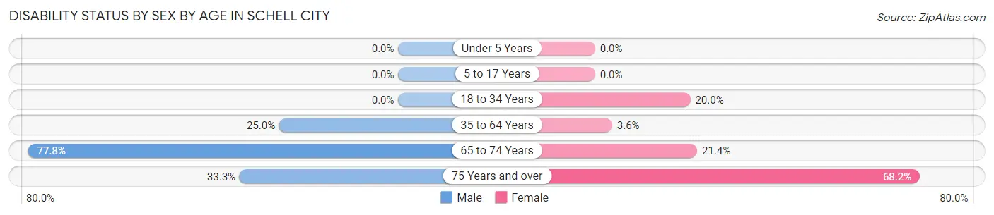Disability Status by Sex by Age in Schell City