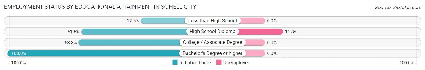 Employment Status by Educational Attainment in Schell City