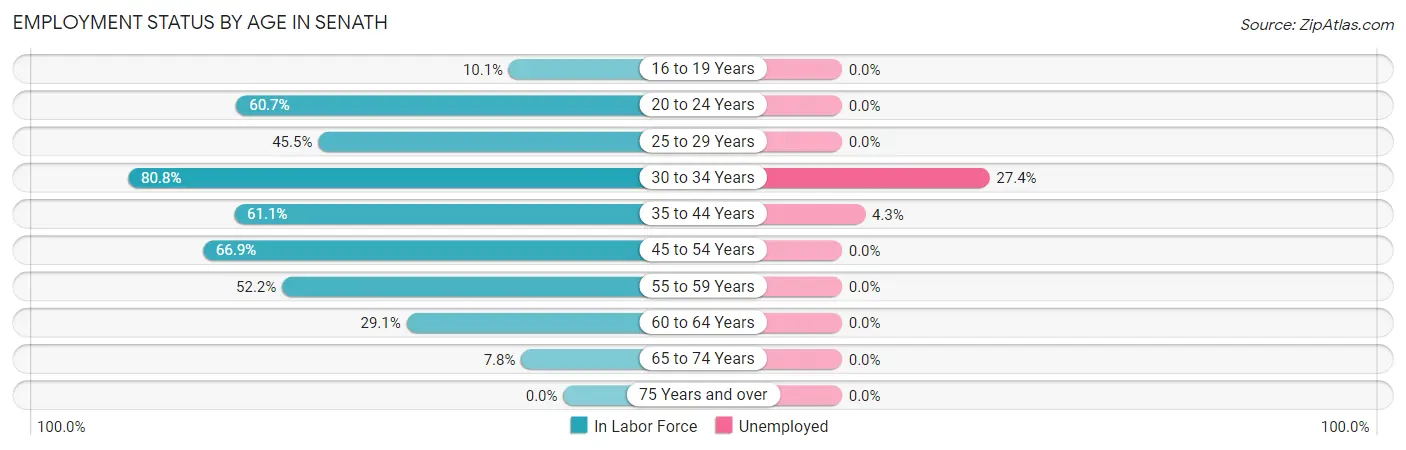 Employment Status by Age in Senath