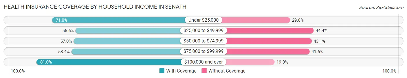 Health Insurance Coverage by Household Income in Senath