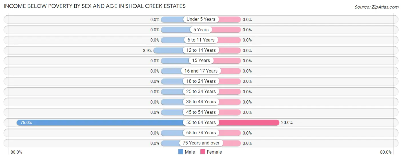 Income Below Poverty by Sex and Age in Shoal Creek Estates