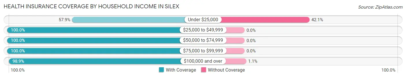 Health Insurance Coverage by Household Income in Silex