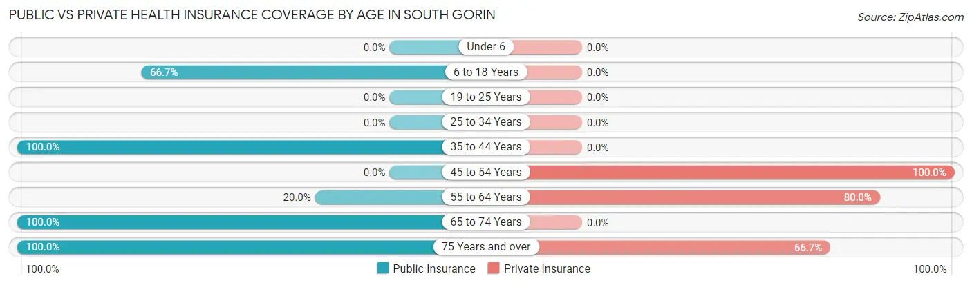Public vs Private Health Insurance Coverage by Age in South Gorin