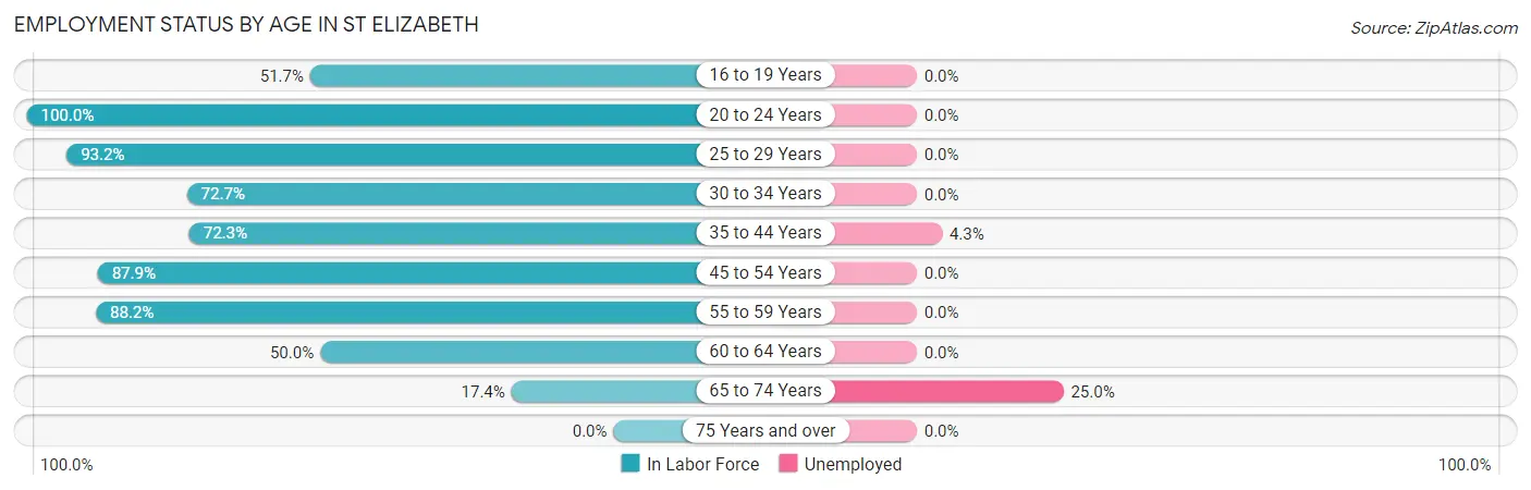Employment Status by Age in St Elizabeth