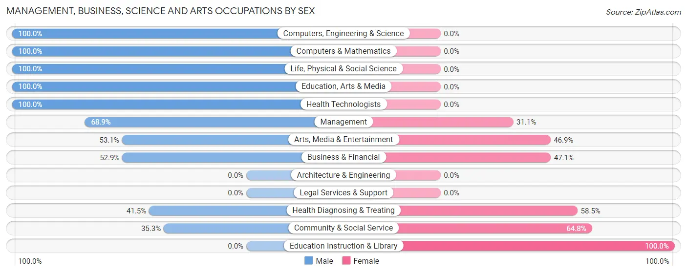 Management, Business, Science and Arts Occupations by Sex in St John